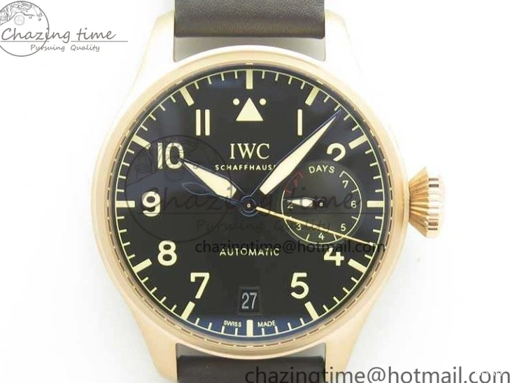 MIROTIME 0123 Big Pilot IW510301 Satin-Polished RG YLF Best Edition Black Dial On Leather Strap A Flexible 7222